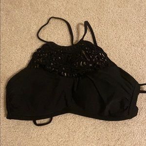 High neck black bikini top